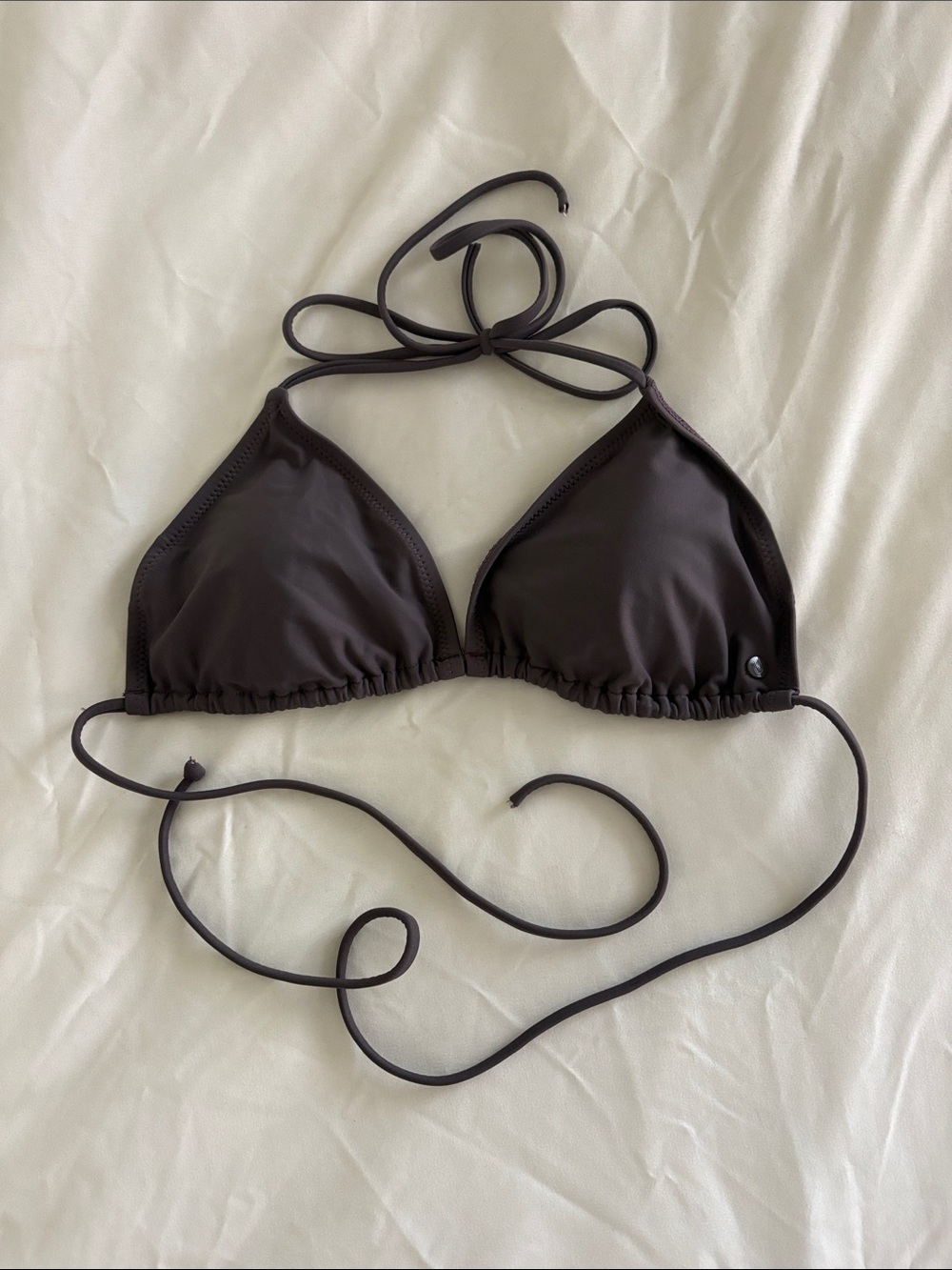 Volcom Chocolate Brown/Purple Triangle String Bikini Top
